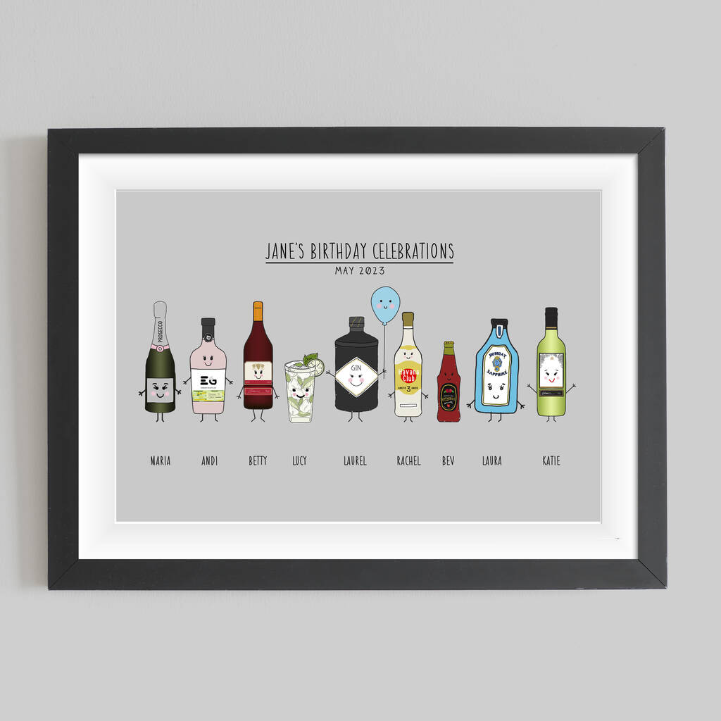 Personalised Birthday Drinks Print, 1 of 11