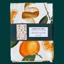 Orange Tea Towel / Citrus Kitchen Decor / Colourful Foodie Gift, thumbnail 1 of 5
