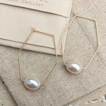 Geometric Pearl Bridal Earrings, 2 of 2