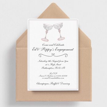 Pink Campagne Invitations Plain Or Plantable Card, 2 of 4