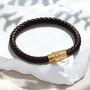Mens Personalised Gold Plated Clasp Leather Bracelet, thumbnail 3 of 5