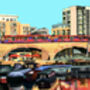 Limehouse Basin With Dlr Illustration Print, thumbnail 2 of 2