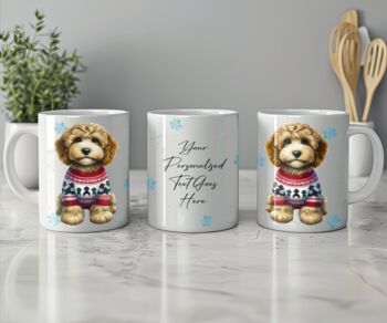 Personalised Cockapoo In Christmas Jumper Mug, 2 of 2