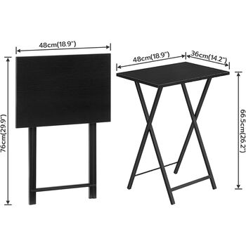 Set Of Two Small Black Side Table Folding Tray Table, 8 of 9