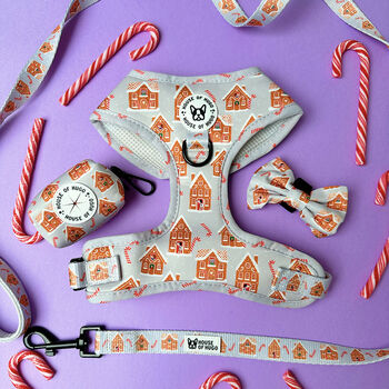 Dog Harness Christmas Dog Outfit Gingerbread Candy Cane, 4 of 9