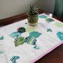 Table Runner With Green And Pink Floral Applique Leaves, thumbnail 1 of 6