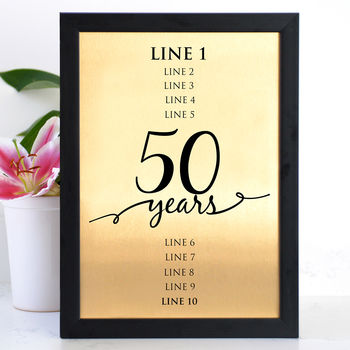 Personalised Framed Golden Anniversary Gold Metal, 3 of 3