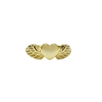 Heart Wing Signet Rings, Gold Vermeil 925 Silver, 4 of 10