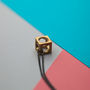 Minimal Brass Cube And Oxidized Silver Necklace, thumbnail 3 of 4