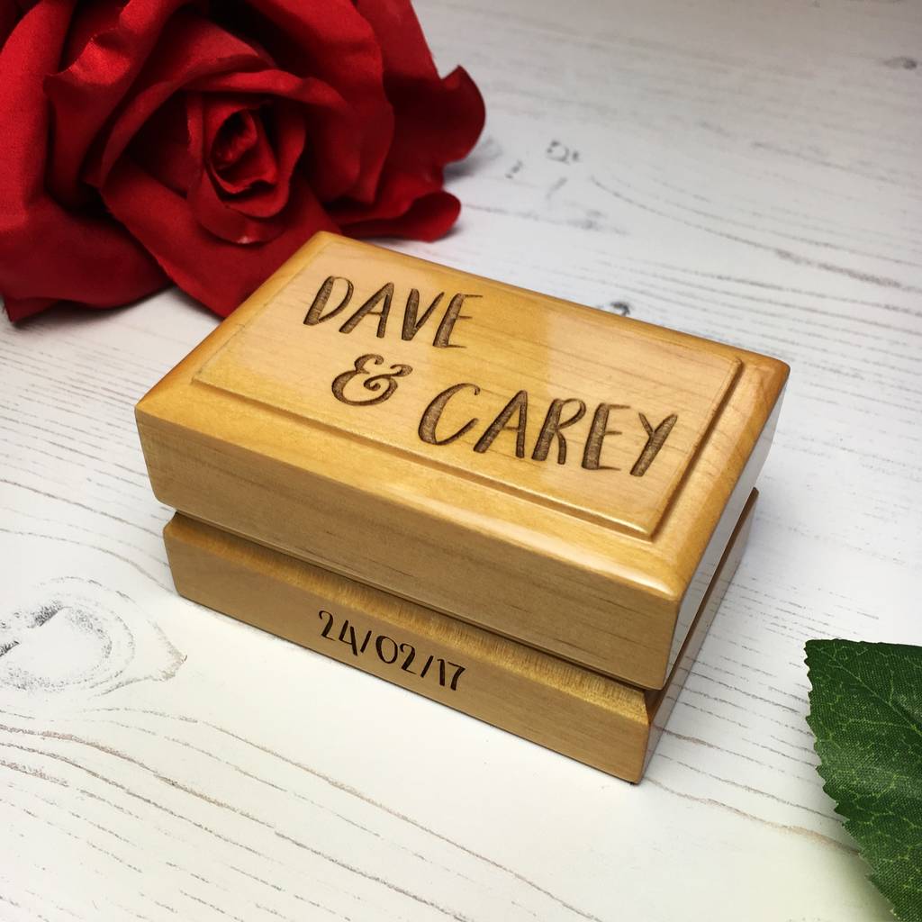 Personalised Wedding  Ring  Box  By Laser Made Designs  