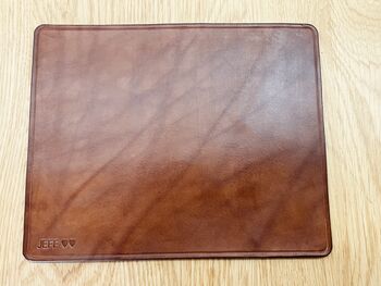 Personalised Stamped Leather Mouse Mat, Spanish Brown, 12 of 12