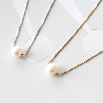 Sterling Silver Floating Pearl Necklace, 4 of 6