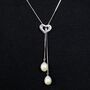 Sterling Silver Heart And Pearl Lariat Necklace, thumbnail 1 of 3