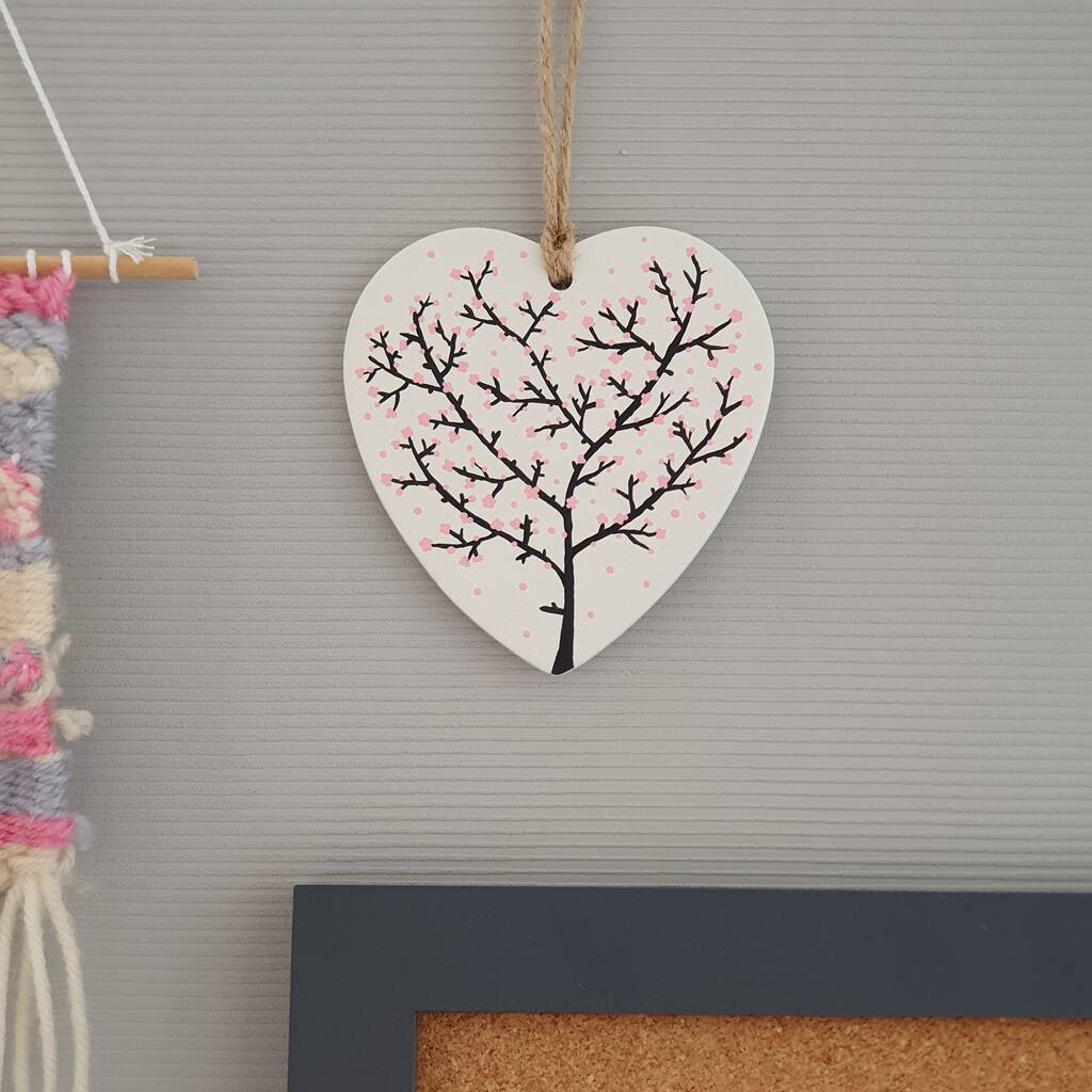 Cherry Blossom Design Heart Shaped Wall Hanging, 1 of 5