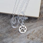 Hollow Pawprint Necklace In Sterling Silver, thumbnail 1 of 4