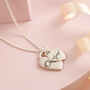 Heart Tags Script Name Silver Necklace, thumbnail 1 of 8