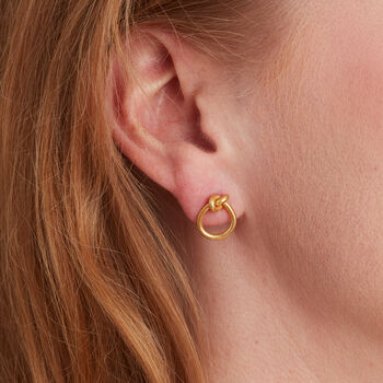 Gold Plated Silver Love Knot Stud Earrings, 3 of 8