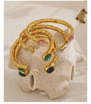 Monaco D'or Rose Pink Ombré Vintage Stone Charm Bangle, 3 of 4