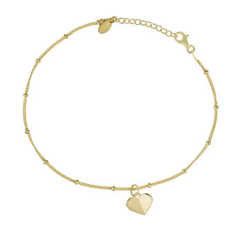 Initial Heart Anklet In Silver Or 18ct Gold Vermeil, 5 of 6