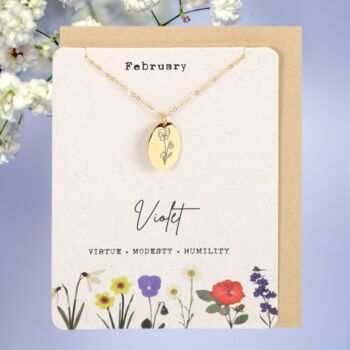 February Birthday Gift Birth Month Flower Necklace, 4 of 6