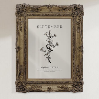 Birth Flower Wall Print 'Aster' For September, 6 of 12