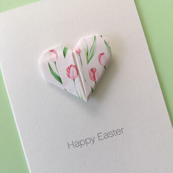 Personalised Happy Easter Origami Tulip Heart Card, 7 of 7