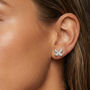 Rose Gold Or Silver Butterfly Stud Earrings With Stones, thumbnail 5 of 6