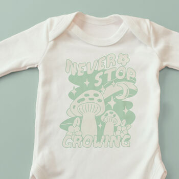 Never Stop Growing Retro Illustration Baby Grow, 6 of 6