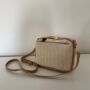 Personalised Elsie Straw Gold Buckle Faux Leather Cross Body Bag, thumbnail 3 of 4