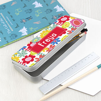 Personalised Girl's Patterned Pencil Case Tin, 4 of 10