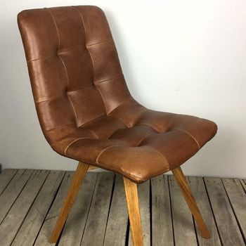 Italian Leather Curved Seat Dining Chair Brown Or Grey, 2 of 7