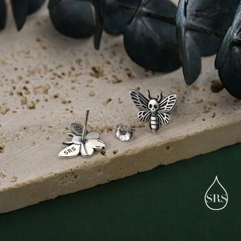 Sterling Silver Death's Head Hawkmoth Moth Stud Earrings, 4 of 12