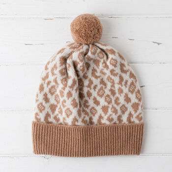 Leopard Knitted Pom Pom Hat, 7 of 11