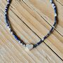 Seed Bead Bracelet In Dark Blue With Heart Charm, thumbnail 2 of 3