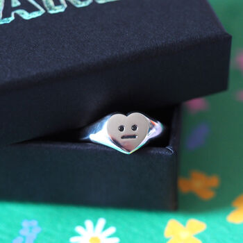 Heart Face Signet Ring, 7 of 12