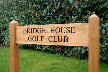 Double Post Engraved Oak Free Standing House Sign, 4 of 5