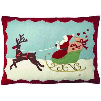 Santa And Rudolph Embroidered Christmas Cushion, 3 of 3
