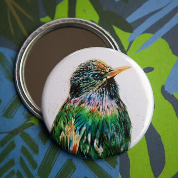 Inky Starling Compact Pocket Mirror, 3 of 4