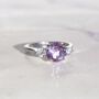 Lavender Amethyst Three Stone Ring In Silver And Gold Vermeil, thumbnail 1 of 11