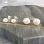 Large White Freshwater Pearl Stud Earrings, thumbnail 1 of 4