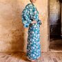 Long Kimono In Prussian Blue Botanic Floral, thumbnail 2 of 6