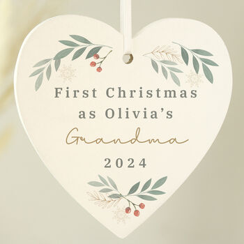 Personalised Christmas Foliage Hanging Heart Decoration, 5 of 5