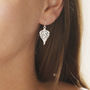 Sterling Silver Dangly Birch Leaf Earrings, thumbnail 3 of 6