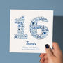 Blue Star Personalised 16th Birthday Card, thumbnail 1 of 5