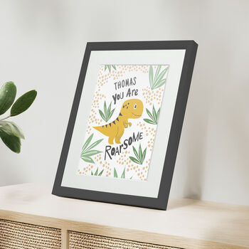 Personalised Dinosaur Children’s Nursery Framed Print, 5 of 10