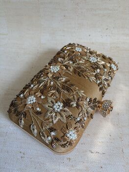 Gold Embroidered Rectangular Clutch Bag, 6 of 11