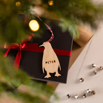 Personalised Wooden Penguin Gift Tag, 2 of 2