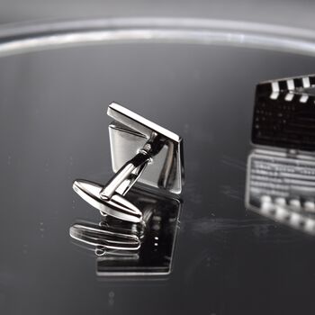 Director’s Clapperboard Cufflinks Silver Film Slate Design Gift For Movie Lovers, 3 of 6