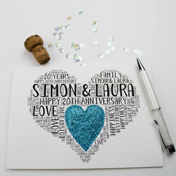 Personalised 20th Wedding Anniversary Love Sparkle Card, 5 of 5