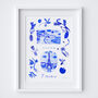 Scenes Of France Blue Tile Inspired Travel Print, thumbnail 11 of 12